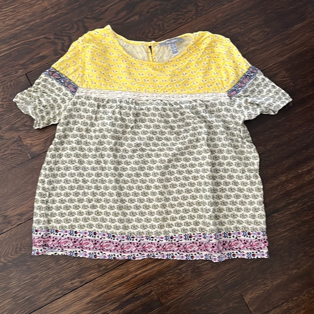 Blue Tassel Anthropologie multicolor top S
